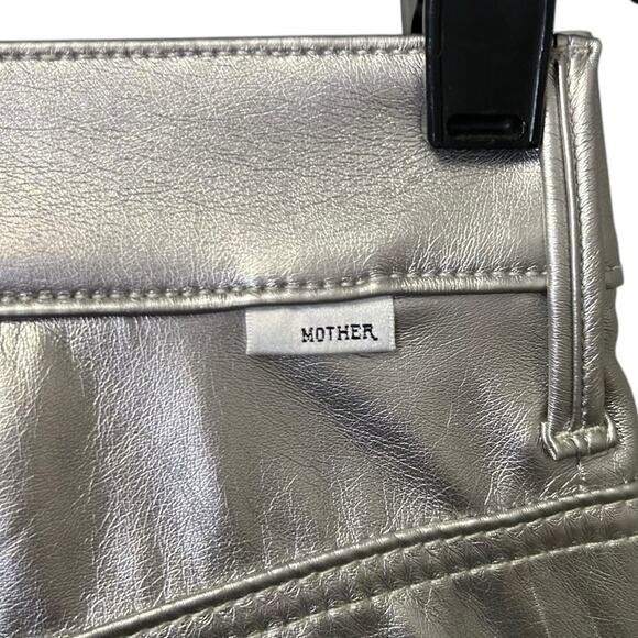 NWT Mother Silver Dagger High Waisted Rail Skimp Faux Leather Pants Womens 25 - Picture 7 of 13
